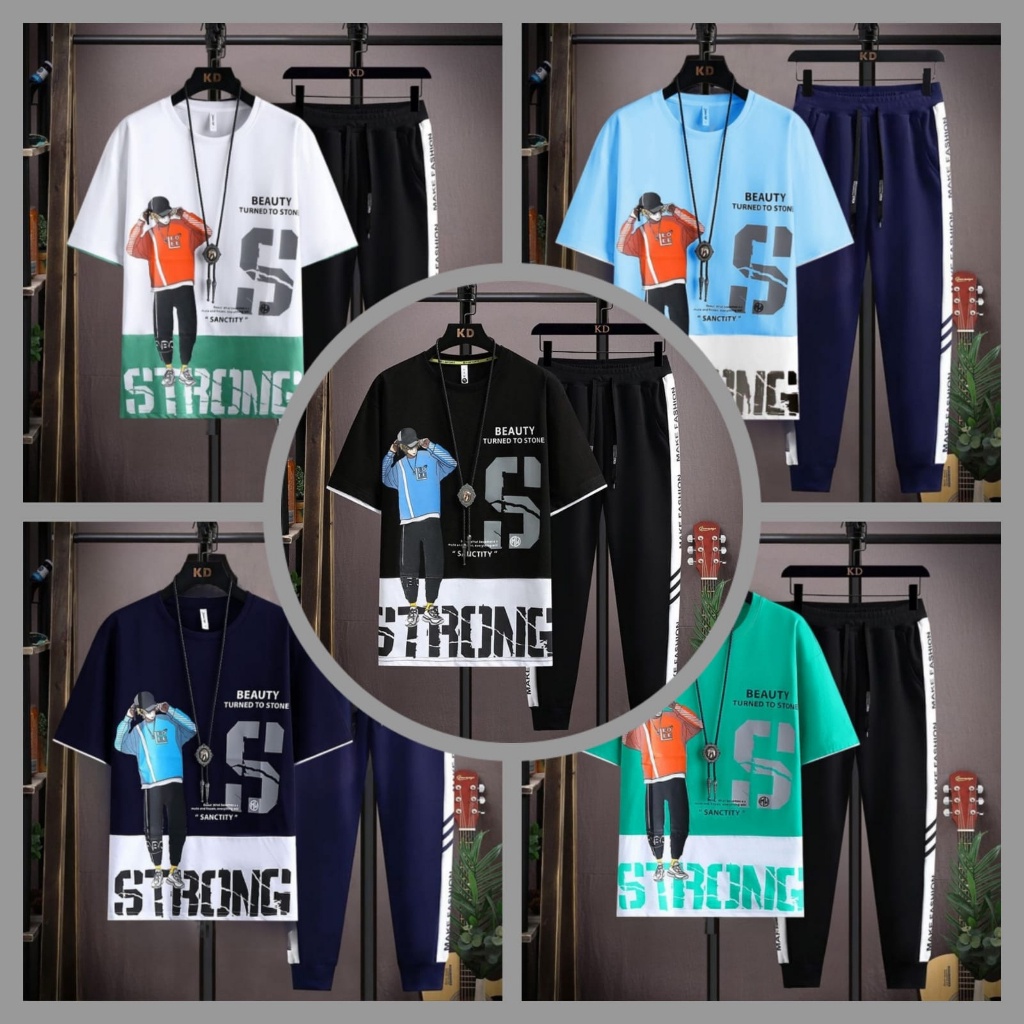 Baju Setelan Outfit Pria Kekinian 1 Set Lengkap Keren