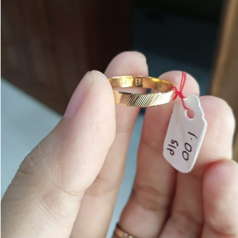 Kado Hadiah Cincin Nama Emas Muda Asli 1gr Elegan Ring |Cincin Tunangan |Cincin Kawin - Putih