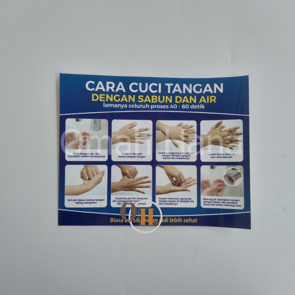 

Stiker Cuci Tangan Dengan Sabun dan Air - PHBS - CTPS, Stiker Cara Cuci Tangan