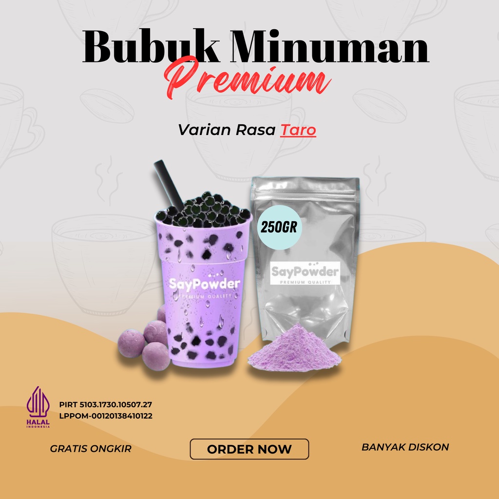 

BUBUK MINUMAN RASA TARO 250GR SERBUK MINUMAN ANEKA RASA BUBUK MINUMAN KEKINIAN MINUMAN INSTAN BOBA DRINKS
