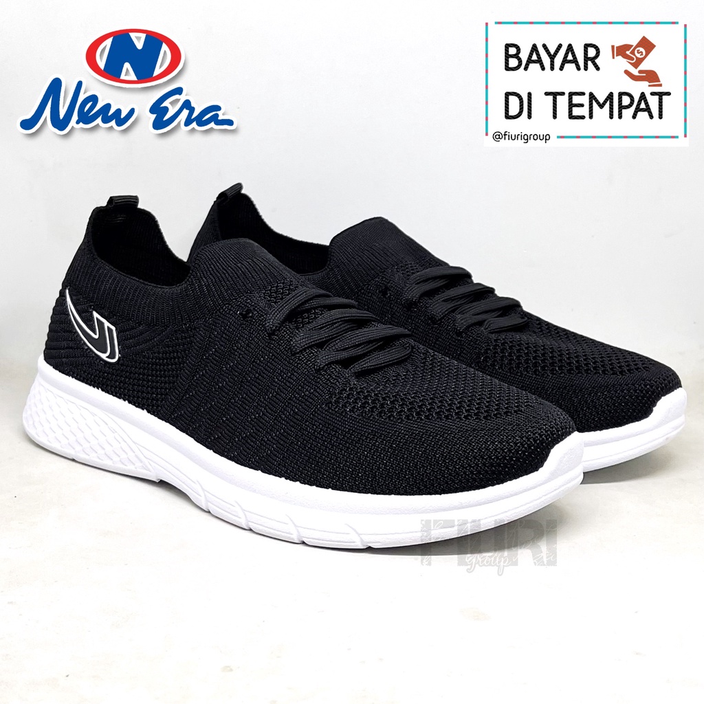 FIURI - NEW ERA ORIGINAL - WILSON 37-43 HITAM PUTIH - SEPATU SNEAKERS SLIP ON BERTALI PRIA - SEPATU 