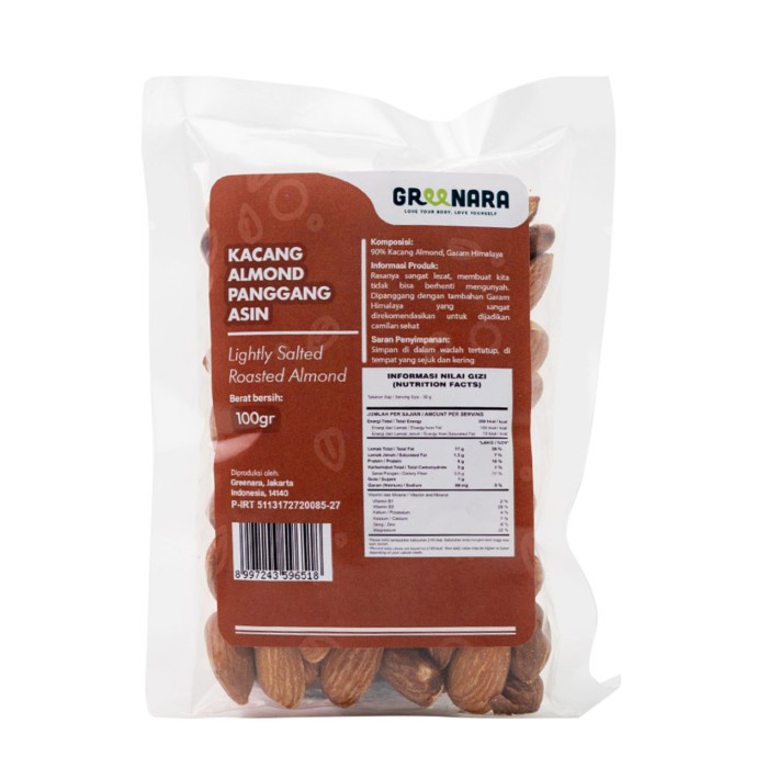 

[KUALITAS PREMIUM] Kacang Almond Panggang Asin 100gr / Lightly Salted Roasted Almond Termurah