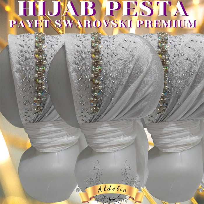 KERUDUNG PAYET PESTA SEGIEMPAT MEWAH ELEGAN  INSTAN BSB - Polos