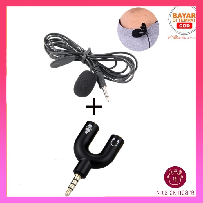 [Mic On + Splitter] Mic Clip on Youtube Audio Splitter untuk Youtuber Vlogger Smule untuk Rekaman
