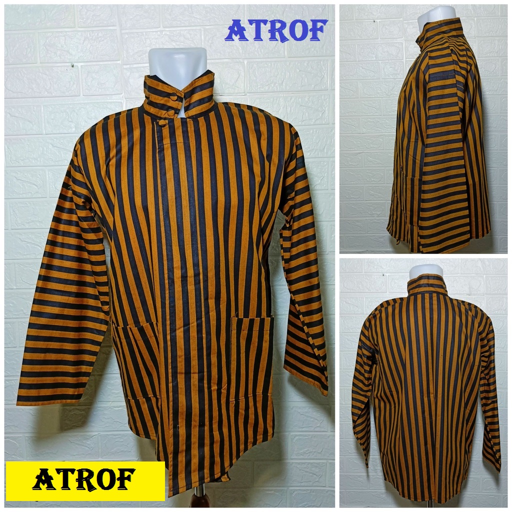 Baju Lurik Surjan Alusan Bahan Katun Premis Halus pakaian Jawa Modern - Surjan Baju Lurik Jawa Kuali