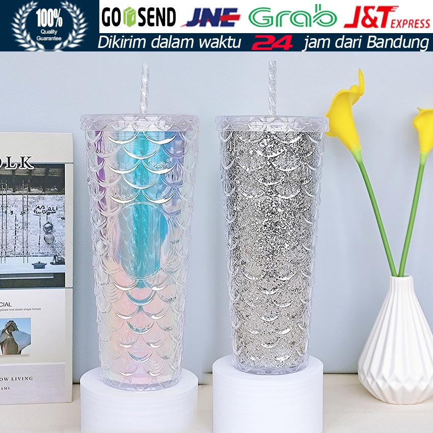710ml Starbucks Tumbler Fish Scale Straw Cups Starbucks Mermaid Pink/Purple Cold Cup Tumbler