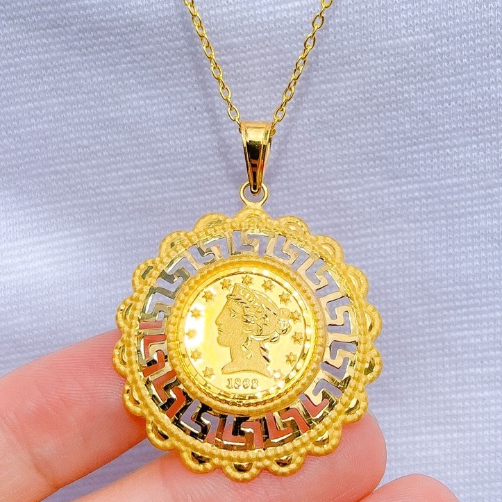 Liontin anak dan dewasa emas asli kadar 700 70 16k mainan kalung koin vintage coin victorian lebar p