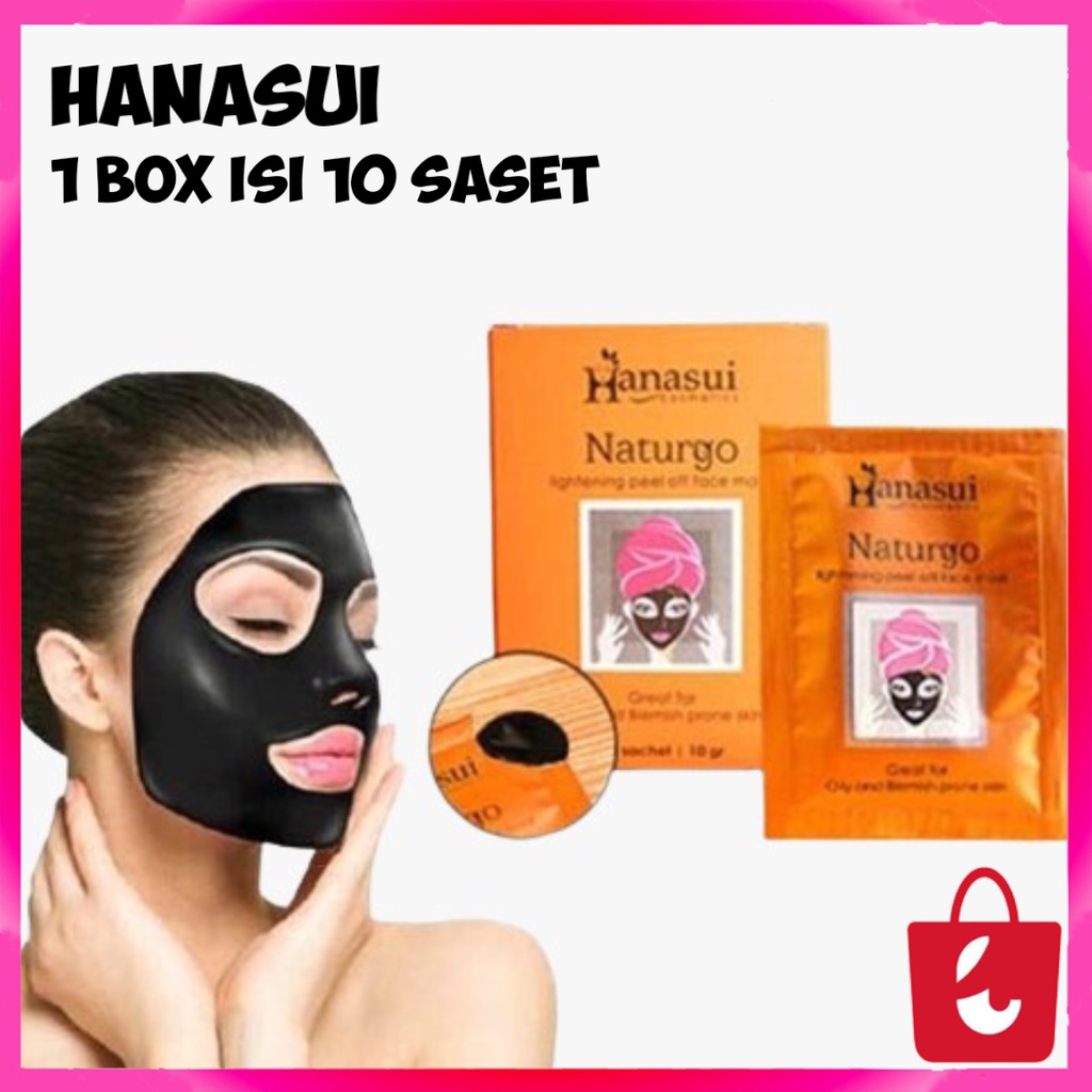 [1 Box 10 Pcs] Masker Hanasui Naturgo Masker Wajah Mencerahkan&amp; Mengencang Wajah Black Mask BPOM Masker Wajah Masker Komedo