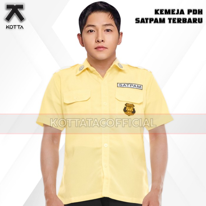 ✨BISA COD✨ -Baju Kemeja PDL PDH Satpam Security Krem Cream Crem Terbaru2022 - Seri PDL, M Kemeja Rom