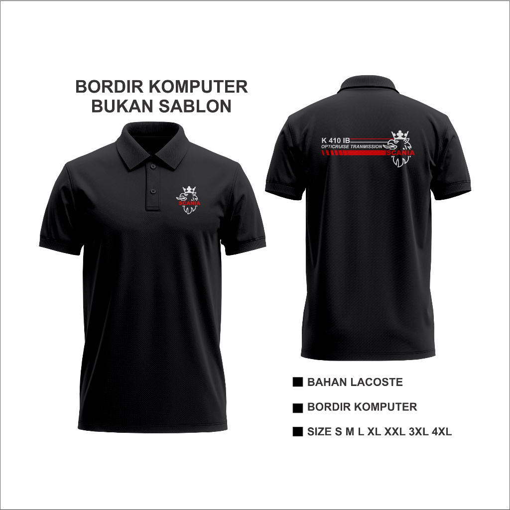 Kaos Polo Bordir Baju Bus Scania Bordir Kaos Scania Polo Scania Bordir / Kemeja Scania Bordir Wangki