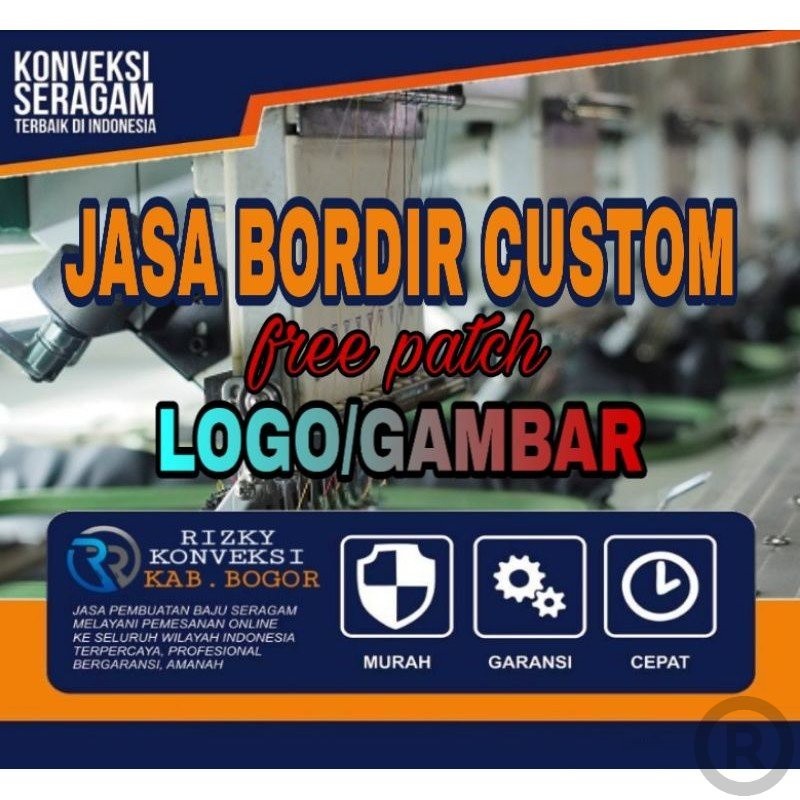 Bordir BORDIR KOMPUTER TERMURAH/ BORDIR CUSTOM / PATCH BORDIR BESAR / BORDIR NAMA Bordir Nama Custom