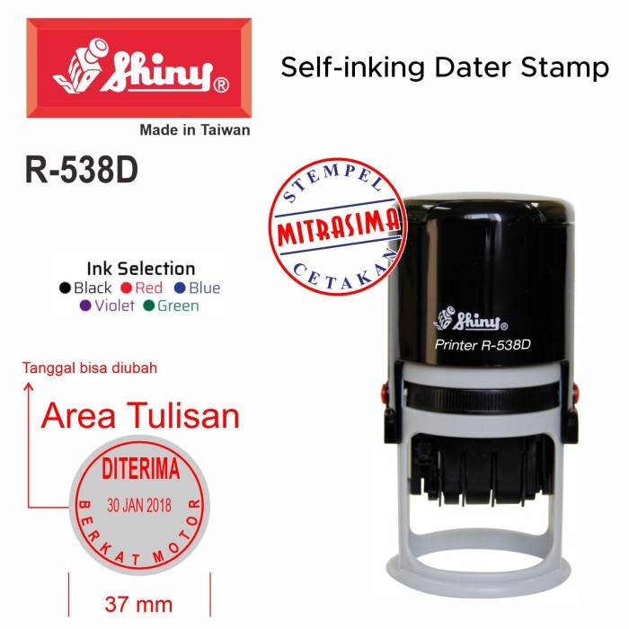 

Stempel Shiny R-538D R538D bulat dengan tanggal Tipe R 538D - Bodinya saja