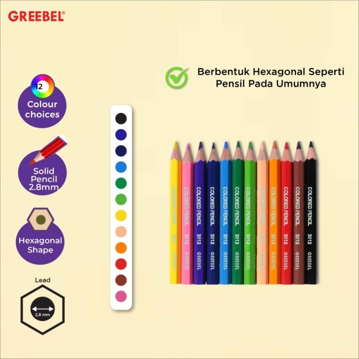 

GREEBEL PENSIL WARNA 3012 HALF CLASSIC ISI 12 Colouring Color Pencil