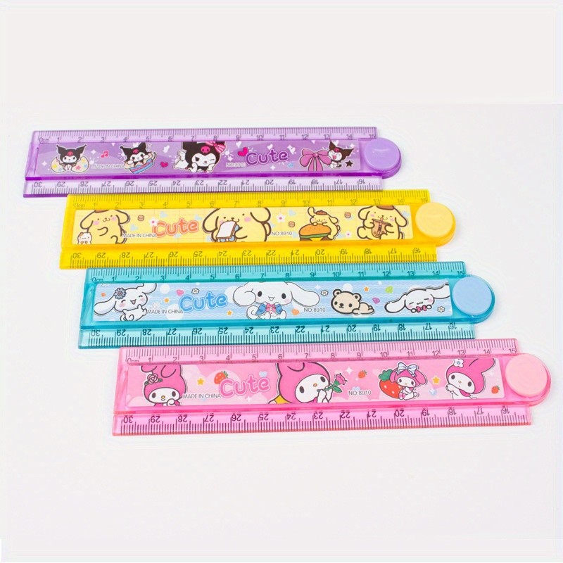 

1 Pc Cartoon-Themed Folding Ruler 12-Inch Plastic Straight Edge With Creative Wave Design For Drawing And Geometry