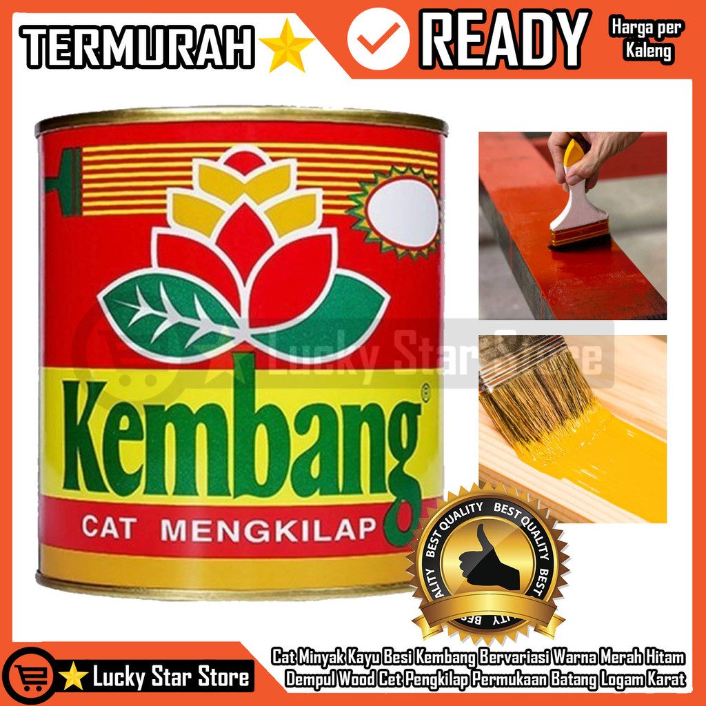 Cat Minyak Kembang Kayu Besi Meni Merah Biru Hitam Coklat Hijau Bervariasi Warna Dempul Wood Pegkila
