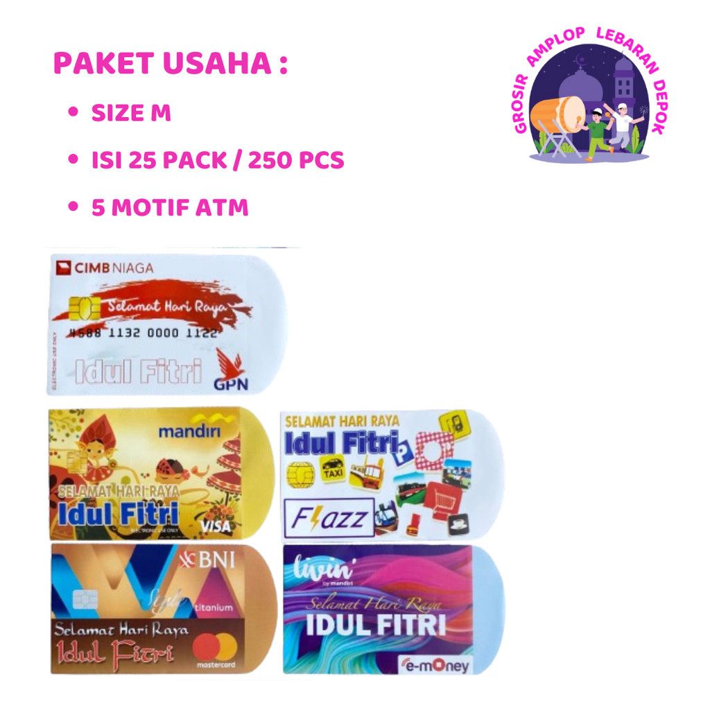 

Paket Usaha PREMIUM Kecil isi 250 Uk Paket Grosir Amplop Lebaran Motif RANDOM Uk M 7x10cm