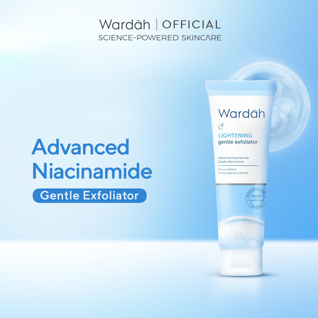 WARDAH Lightening Gentle Exfoliator 50 ml - Pembersih Wajah dengan Scrub dan Advanced Niacinamide Ge