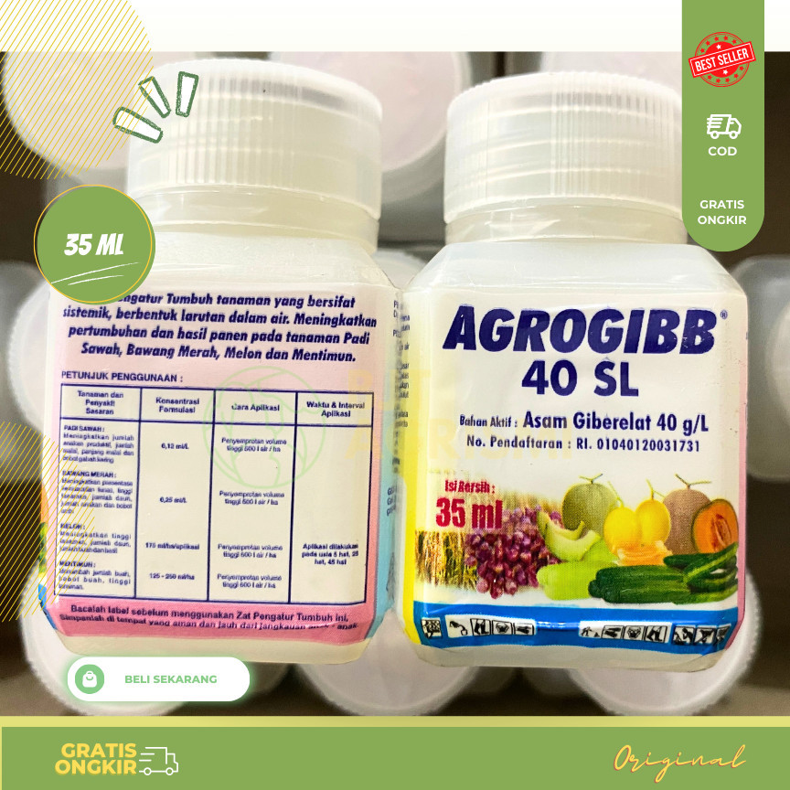 Pupuk Cair AGROGIBB 40SL 35ml Asam Geberelat Giberelin ZPT Buah Naga Durian Padi