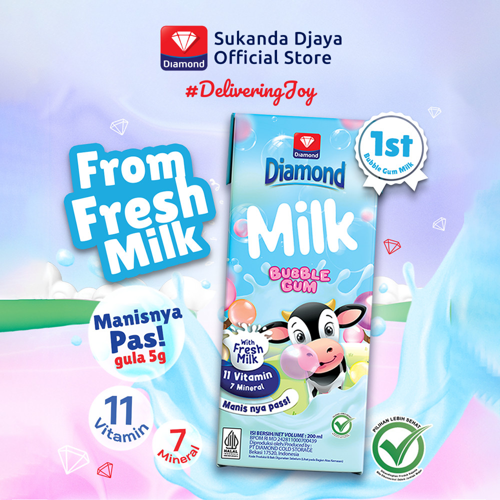 

Diamond Milk Susu UHT Bubble Gum 200 Ml