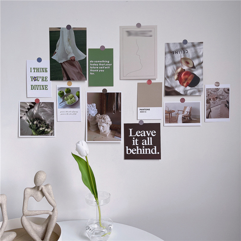 

Ins Nordic Simple Style Vintage Art Postcard Aesthetic Photo Props Room Background Wall Sticker Diy Decorative Card 6 Sheets