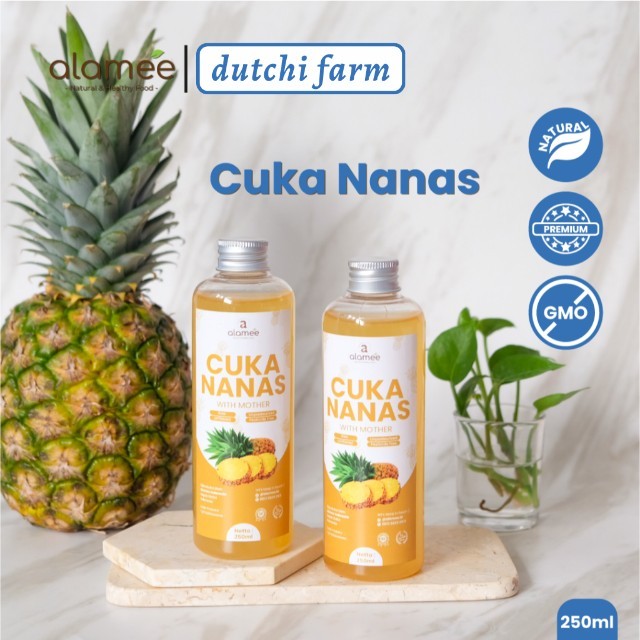 

ALAMEE Cuka Nanas Original Pineapple Cider Vinegar With Mother Organik Asli 250lm Dutchi Farm