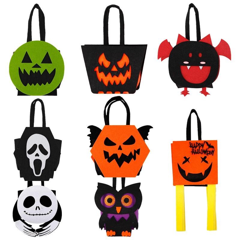 

8pcs Halloween Loot Party Kids Pumpkin Trick Or Treat Tote Bags Candy Bag Halloween Candy Storage Bucket Portable Basket Gift