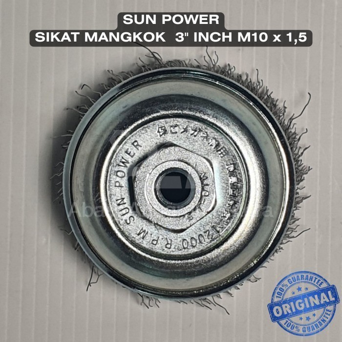 Sikat Mangkok Kawat Baja SUN POWER 3 inch M10x1.5 Cup Brush Gerinda 3" CN-10 M10 x 1.5 JAPAN
