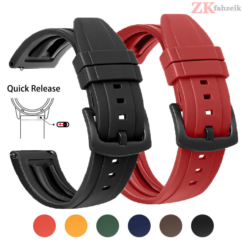 Premium Grade Vulcanized FKM Rubber Wat  Strap for Seiko for Rolex 20mm 22mm 24mm Quick Release Wat 