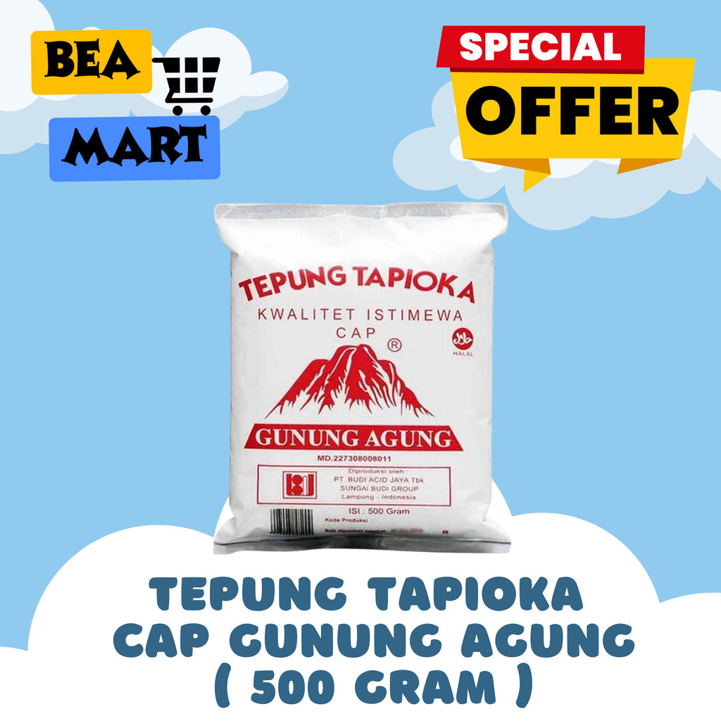 

Tepung Tapioka Cap Gunung Agung Merah 500 gr | Sagu / Kanji / Aci 500g