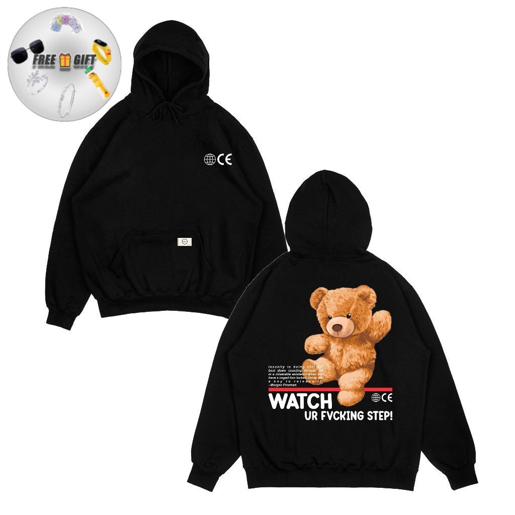 [free gift] Hoodie Jumper Teddy Watch Ur Step black or darkgrey unisex cotton fleece hoodie costum