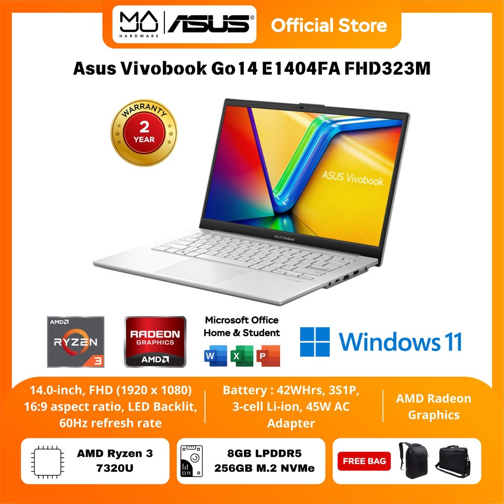 Laptop Asus Vivobook Go 14 E1404FA FHD323M R3 7320U 8GB/256GB