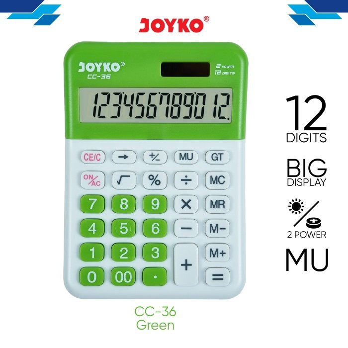

[BIG SALE] Calculator / Kalkulator Joyko CC-36 / 12 Digits / Check Correct - Hijau
