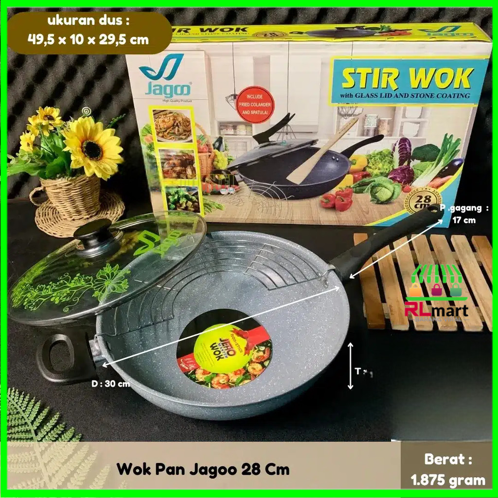 WOKPAN JAGO Premium Herbal Wok Korea Jago #wajan pengorengan WOKPAN JAGO 28 CM