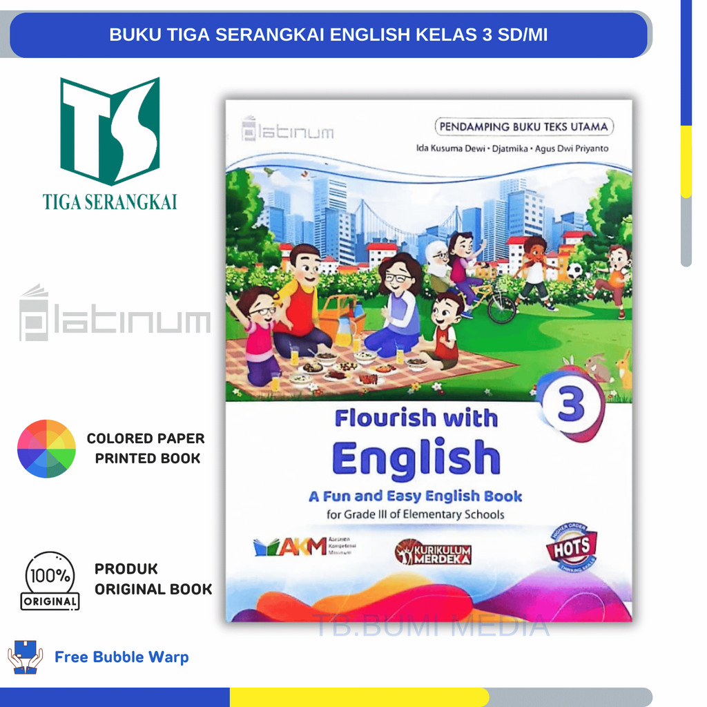 Tiga Serangkai Buku Text Utama Siswa SD Kelas 3 Bahasa Inggris Kurikulum Merdeka PLATINUM