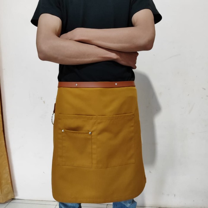 Celemek waiters apron masak waiters Apron mini - Hitam - Cokelat