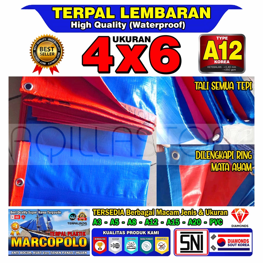 Terpal LembaranTebal A12 Ukuran 4x6 Korea Diamond Terpal plastik Terpal kolam ikan Terpal Jemuran Pa