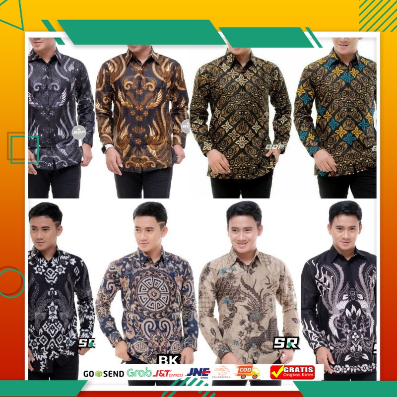 BAJU BATIK KEREN KEKINIAN TERMURAH /KEMEJA BATIK PRIA LENGAN PANJANG SIZE S M L XL XXL XXXL  BSWART 