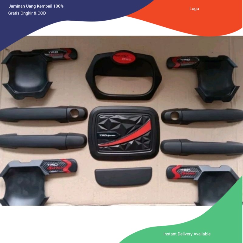 Paket handle+outer+tank cover diamond TRD hitam doff Rush/Terios lama 2007 - 2017. Aksesoris mobil