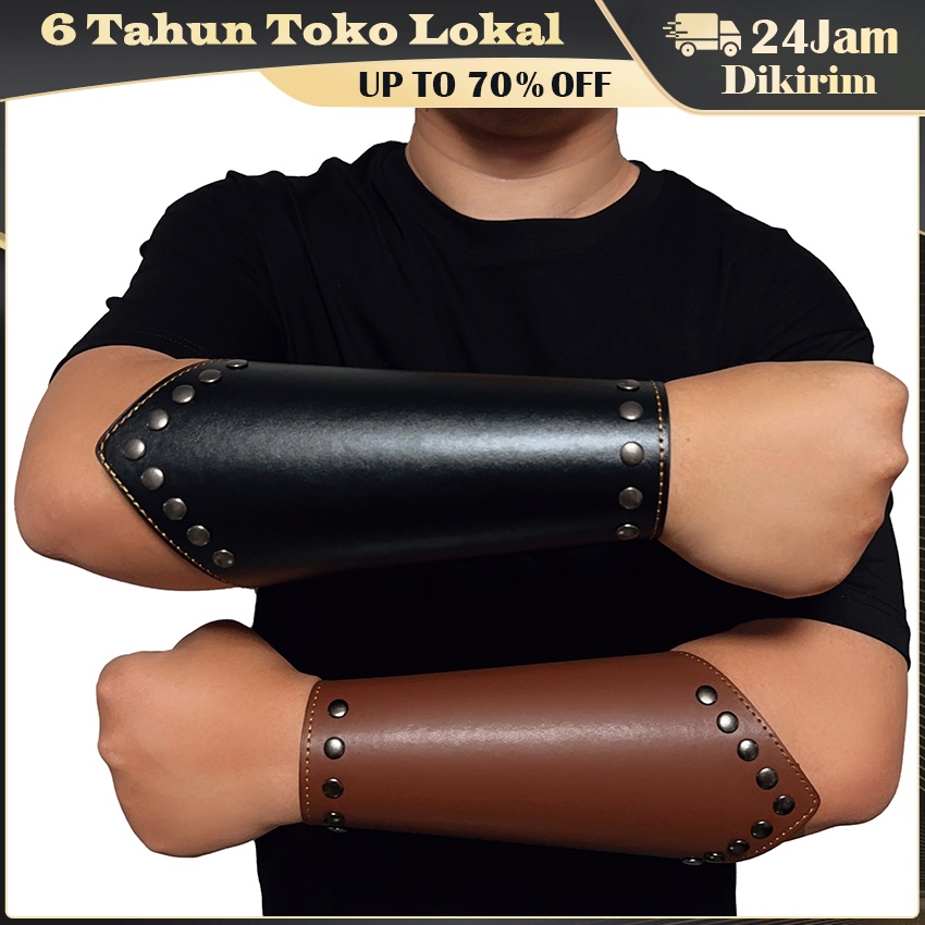 Gelang Tangan Kulit Lebar Gaya Punk / 2 Warna Pelindung Pergelangan Tangan Kulit Lebar Punk Untuk Pr