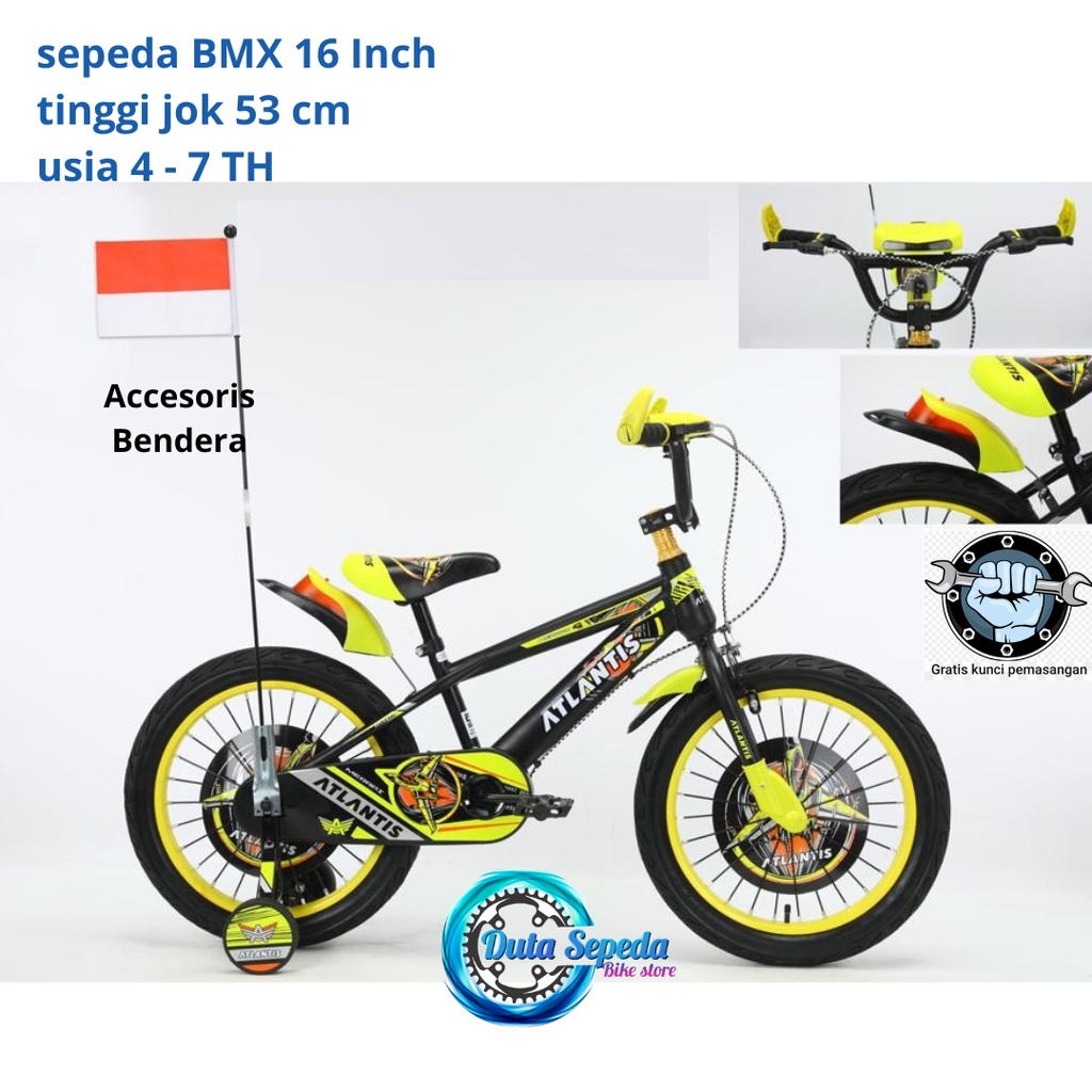 Sepeda anak laki BMX 16 inch usia 4 - 7 tahun