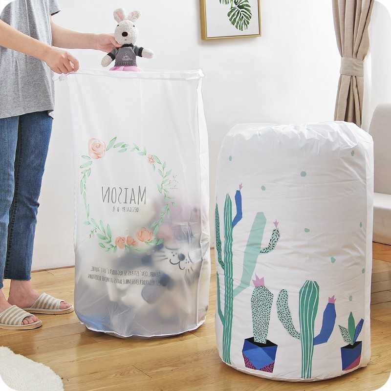COD Keranjang Penyimpanan Pakaian Baju Kotor Laundry Lipat Tutup Plastik Jumbo Aesthetic Serbaguna