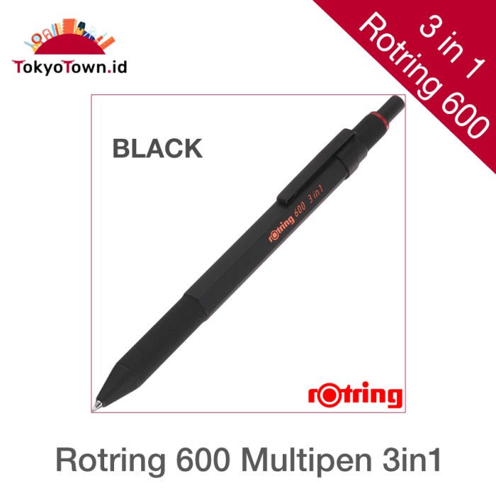 

Terbaru-Cod Rotring 600 3in1 Multipen Ballpoint Mechanical Pencil - Black
