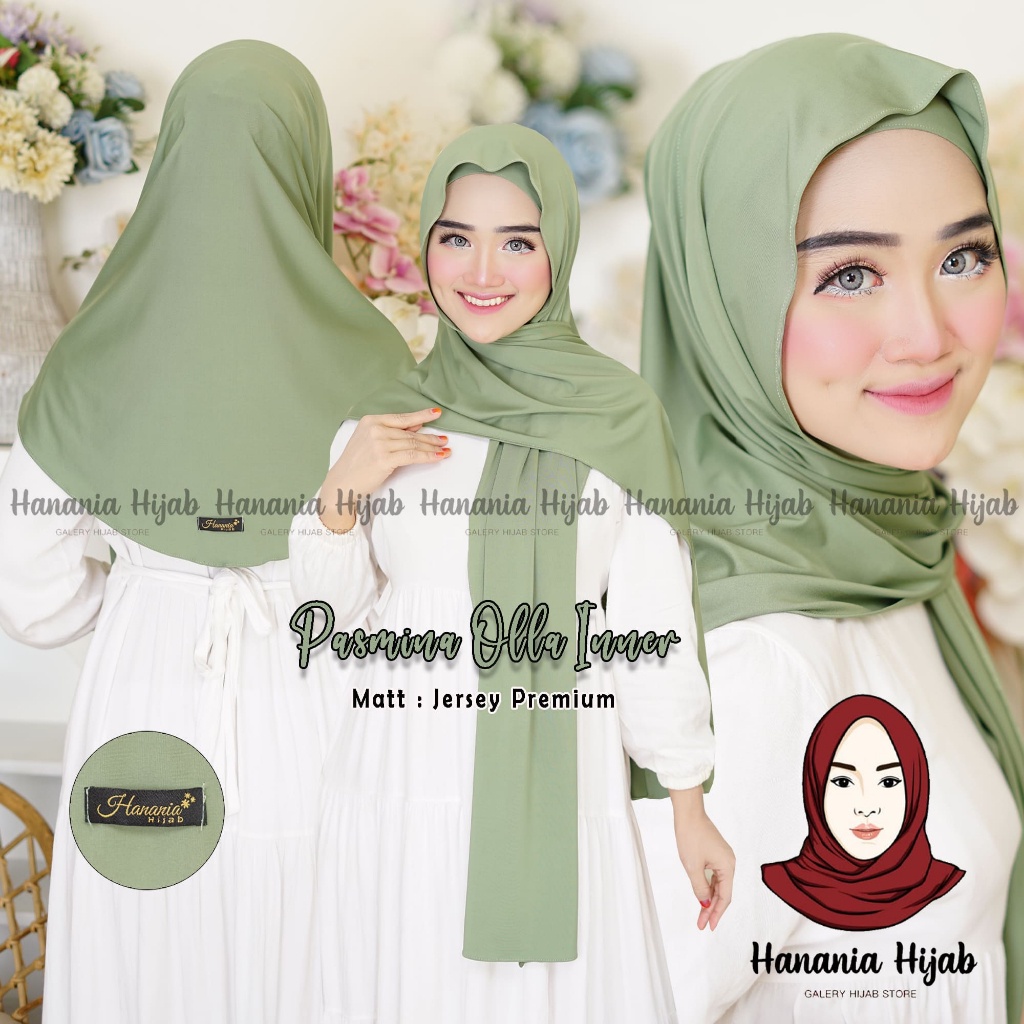 Olla Pashmina Inner 2in1 Oval Jersey Premium | Pashmina Instan Jersey Inner Bando Meleyot