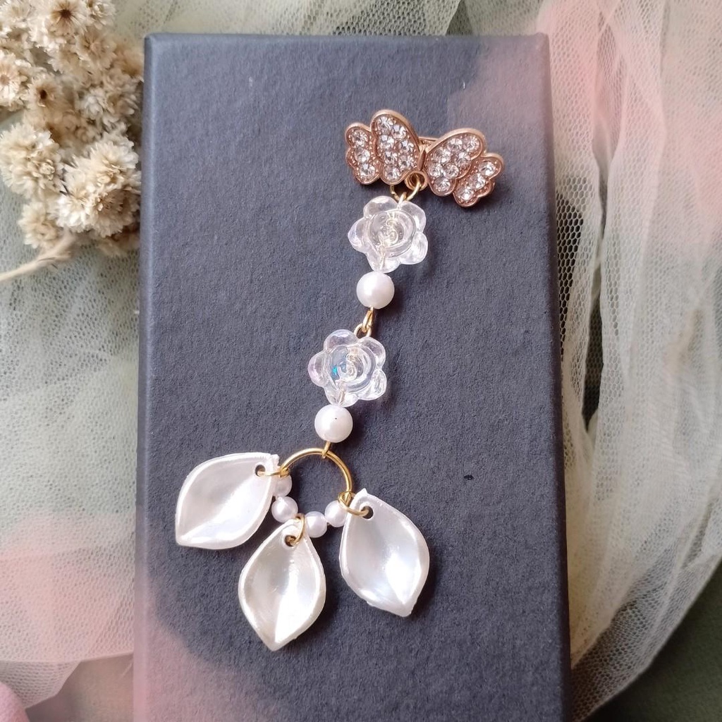 Bros cantik bunga mawar | Bros dagu juntai mawar bening