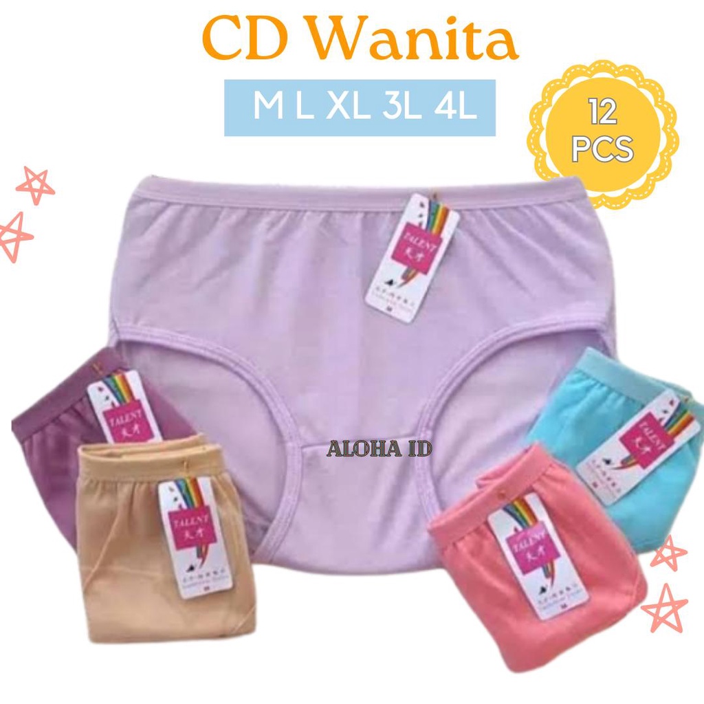 12 Pcs CD Import Adem Celana Dalam Wanita Remaja Dewasa Murah