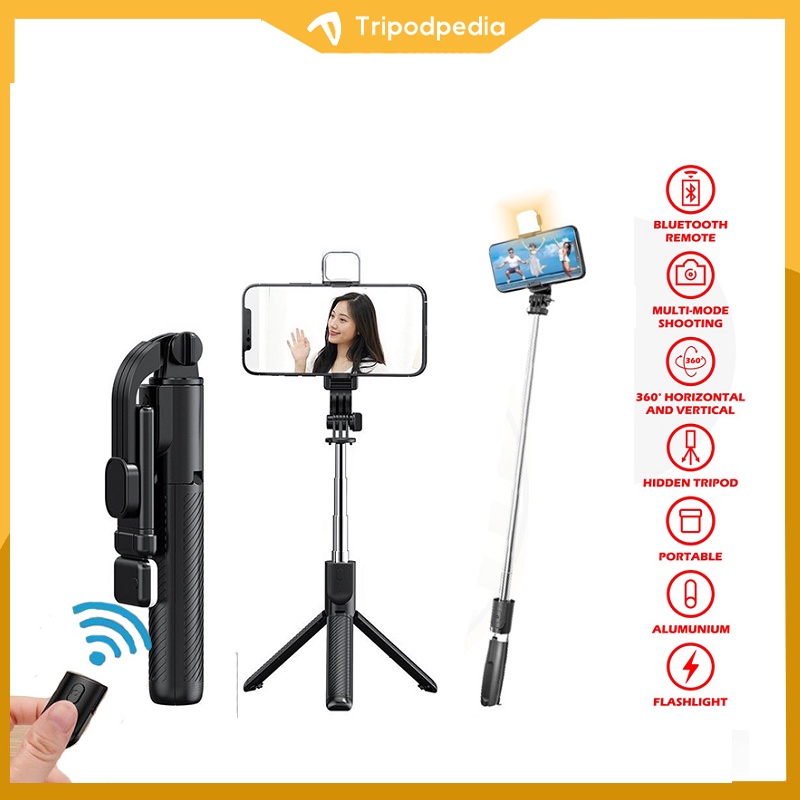 TRIPODPEDIA TONGSIS TRIPOD BLUETOOTH R1S LED / SELFIE STICK / TONGSIS R1S TRIPOD WITH REMOTE SHUTTER