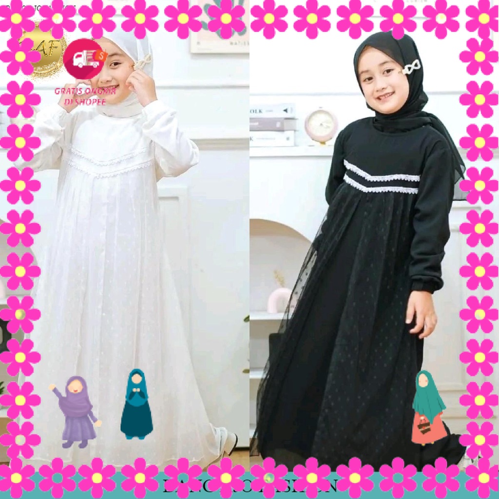 BAJU MUSLIMAH PEREMPUAN MENGAJI PIKNIK KONDANGANLEBARAN/ SHAFA DRESS FREE HIJAB / GAMIS ANAK USIA 2-