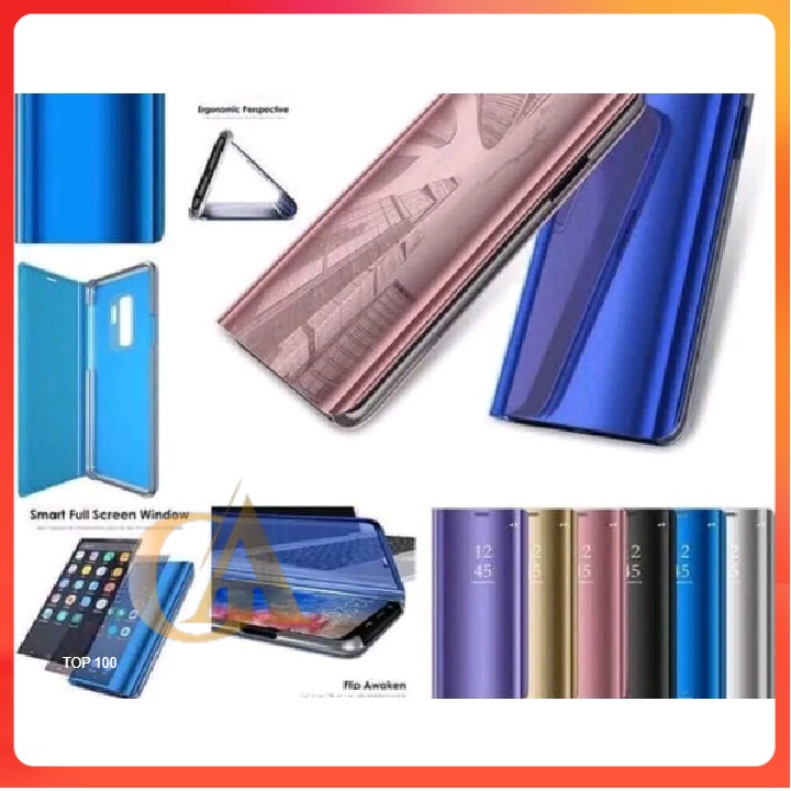 Samsung A10S Clearview Standing Flip Mirror Case Suku Cadang Handphone ready