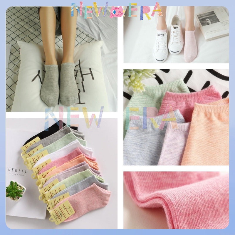 NewEra Kaos Kaki Semata Kaki Polos Short Socks Kaus Kaki Pendek Kaus Kaki Wanita Kaos Kaki Ankle Cut
