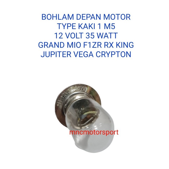 BOHLAM DEPAN MOTOR KAKI 1 M5 12 VOLT 35 WATT MIO F1ZR JUPITER VEGA